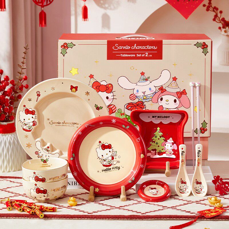 三丽鸥可爱餐具吃饭碗碟套装家用盘子高颜值乔迁生日礼物女生礼盒