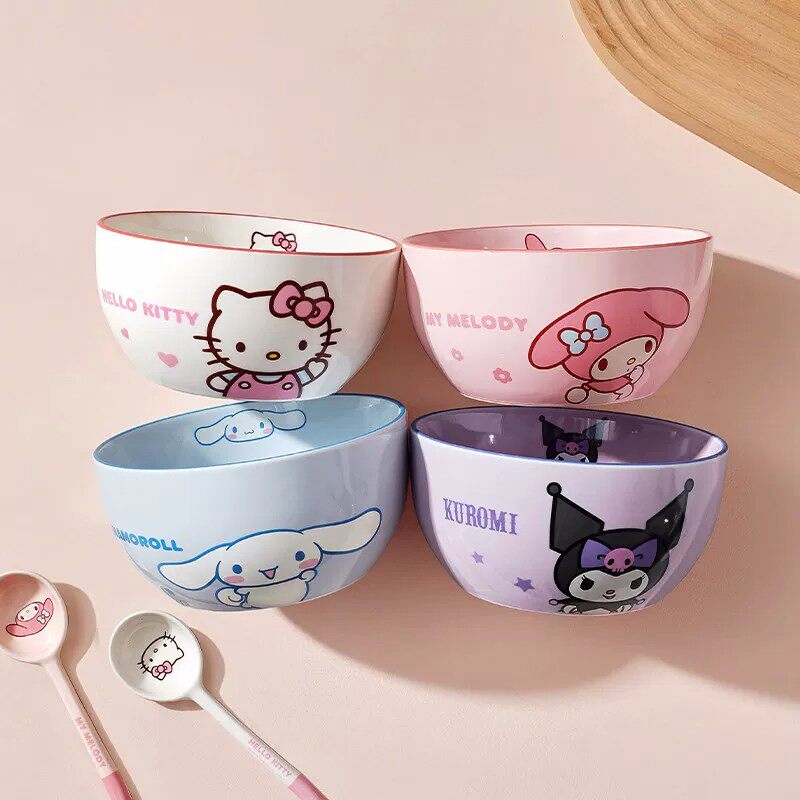 三丽鸥陶瓷米饭碗家用面碗可爱hellokitty儿童新款高颜值漂亮餐具