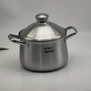 富尔兴特厚一体成型三层钢304不锈钢欧式汤锅煲汤锅加深煮汤双耳