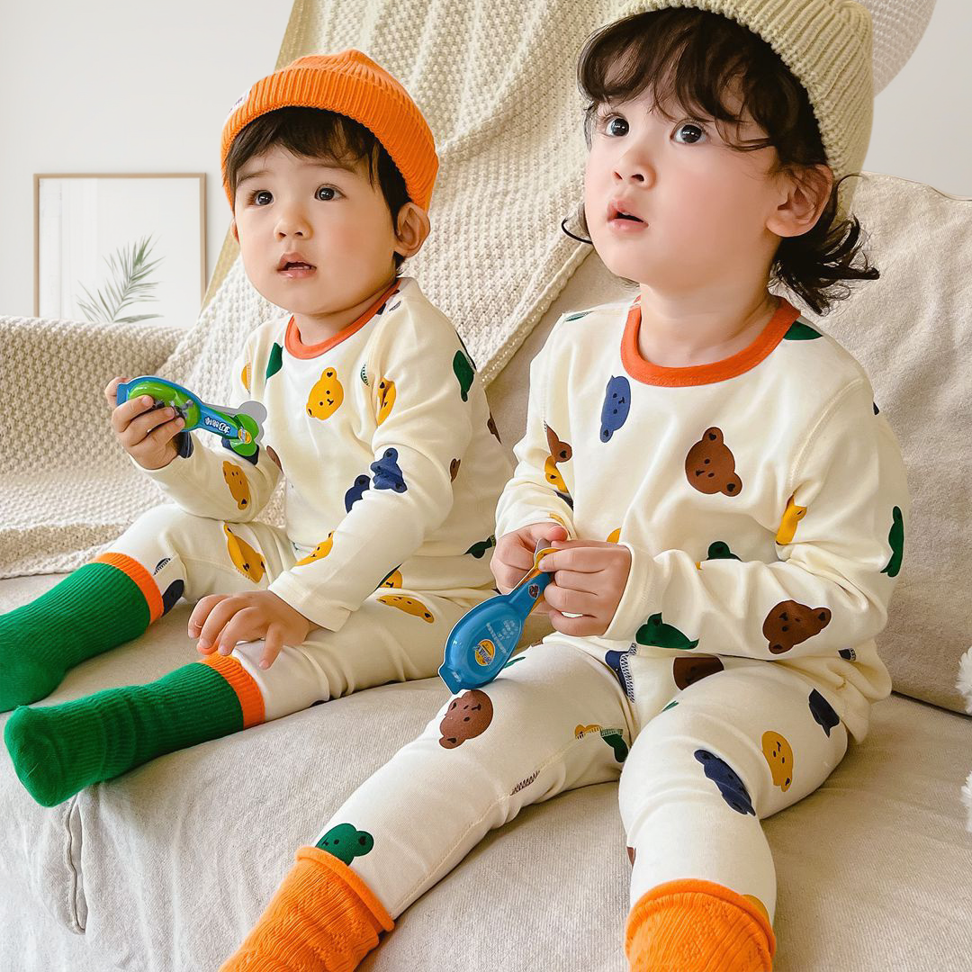 儿童秋衣秋裤套装韩版无骨衣 纯棉中小童家居服男女童保暖内衣A类