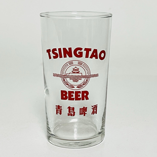早期老物件青岛啤酒杯70年代玻璃杯老商标酒杯直筒经典水杯文字杯