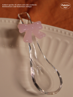 PaletteHugs蝴蝶结玻璃勺 立体少女耐热耐高温调羹汤匙 法式