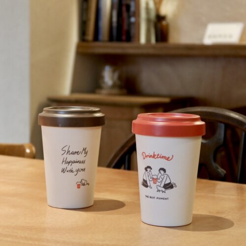 Drinktime咖啡随身杯 竹纤维随手杯有盖便携环保大容量随行杯