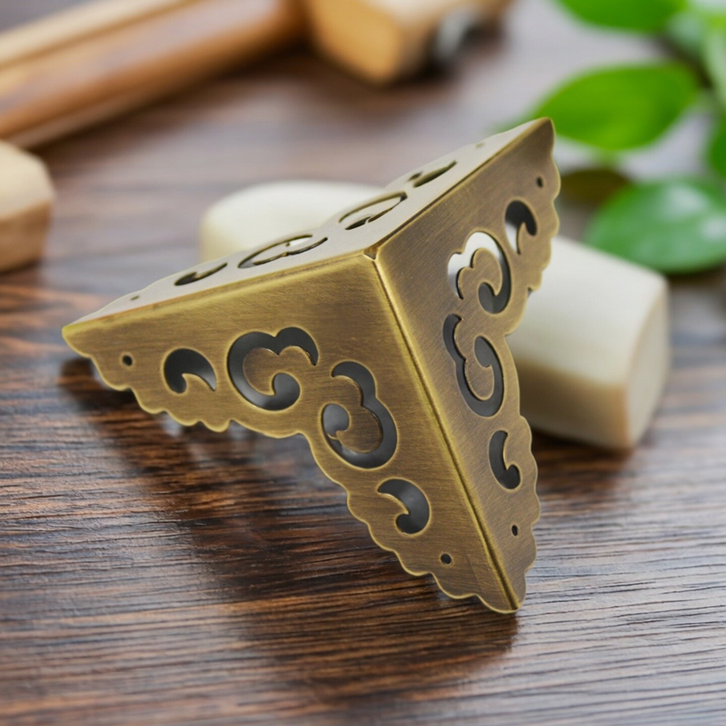 中式仿古家具纯铜配件木箱柜角防护防撞装饰门三面大包角桌角角码