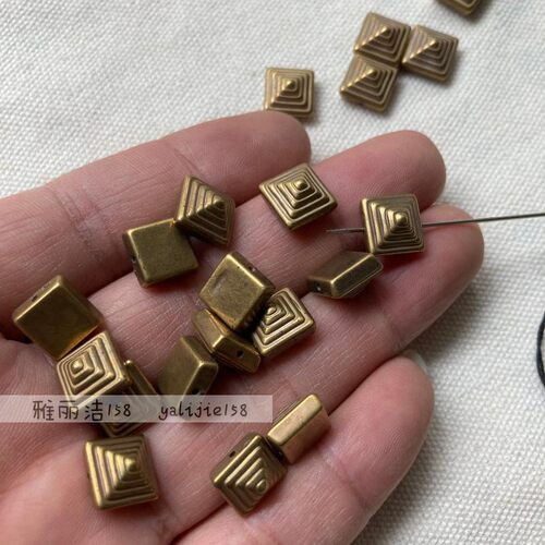 方形螺纹珠10X10mm古铜色