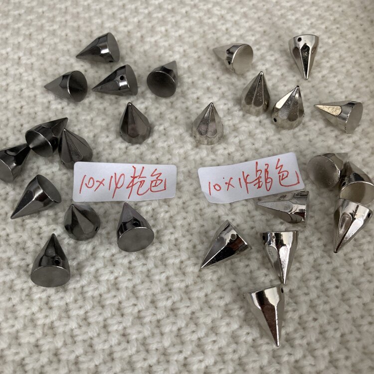 COS长尖钉圆锥尖铆钉 银色手缝珠饰品DIY服装辅料衣服配件10X14mm