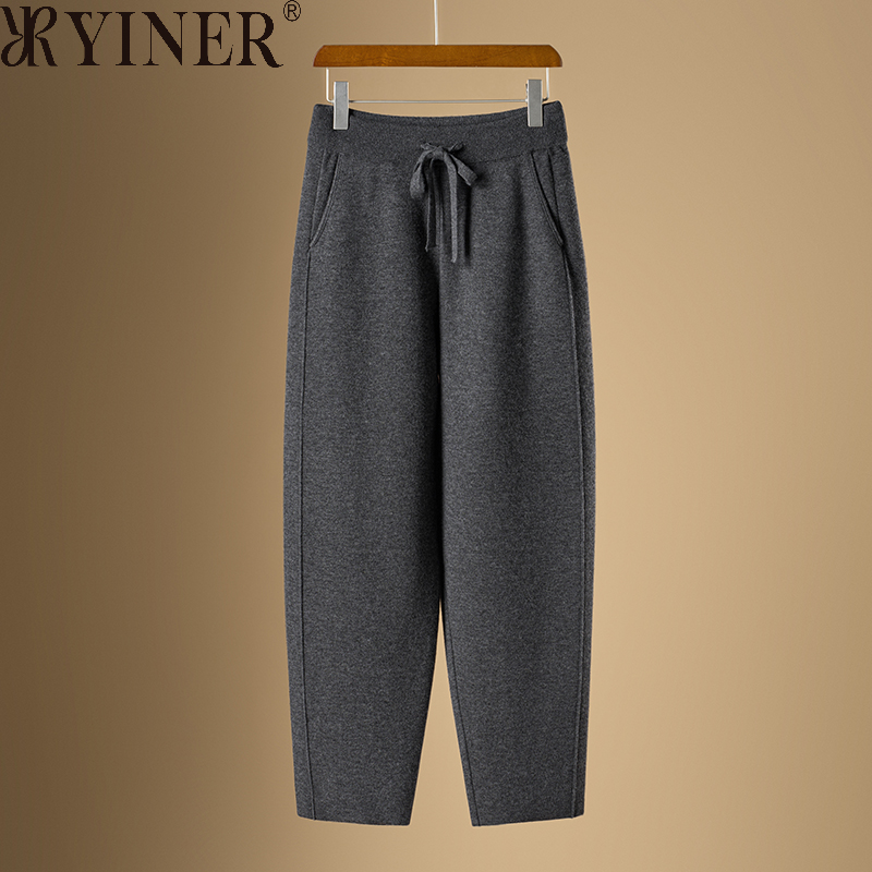 女装清仓折扣小个子羊毛休闲裤2025冬季款加厚绒哈伦萝卜裤子