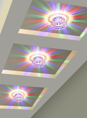 LED水晶过道灯射灯简约现代玄关灯吊顶天花孔灯筒灯走廊灯门厅灯