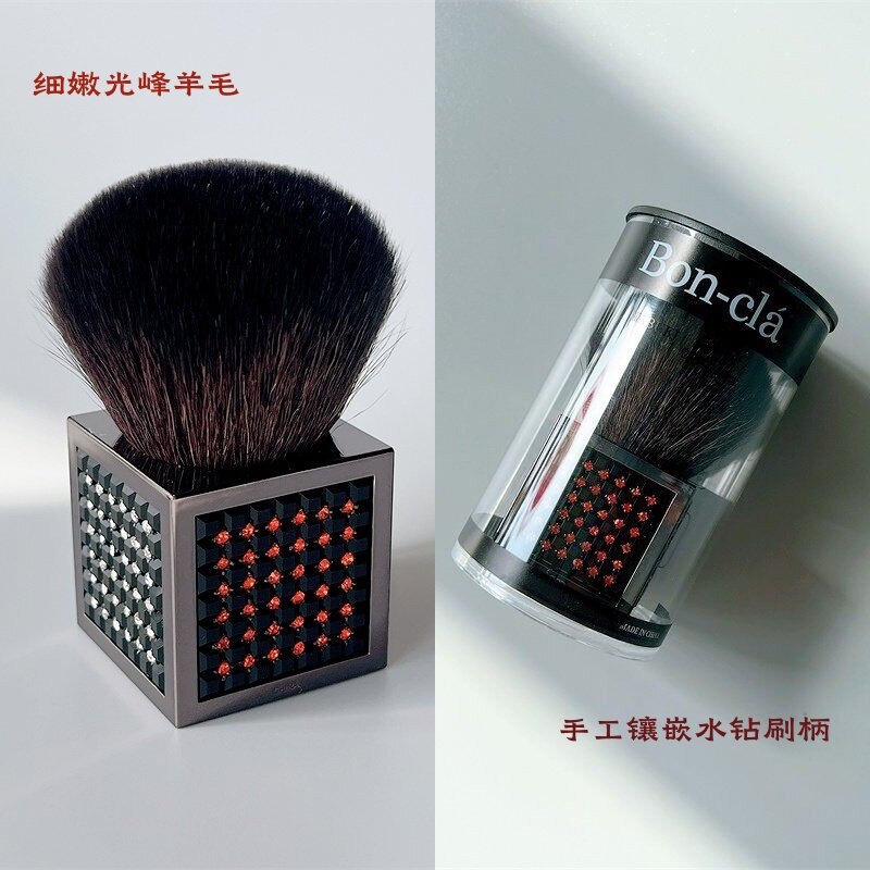 出口美国手工镶嵌水钻刷柄 细光锋羊毛 蘑菇大散粉刷蜜粉刷粉饼刷