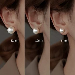 925纯银天然淡水真珍珠耳环2025新款 耳饰耳钉轻奢高级感耳坠 爆款