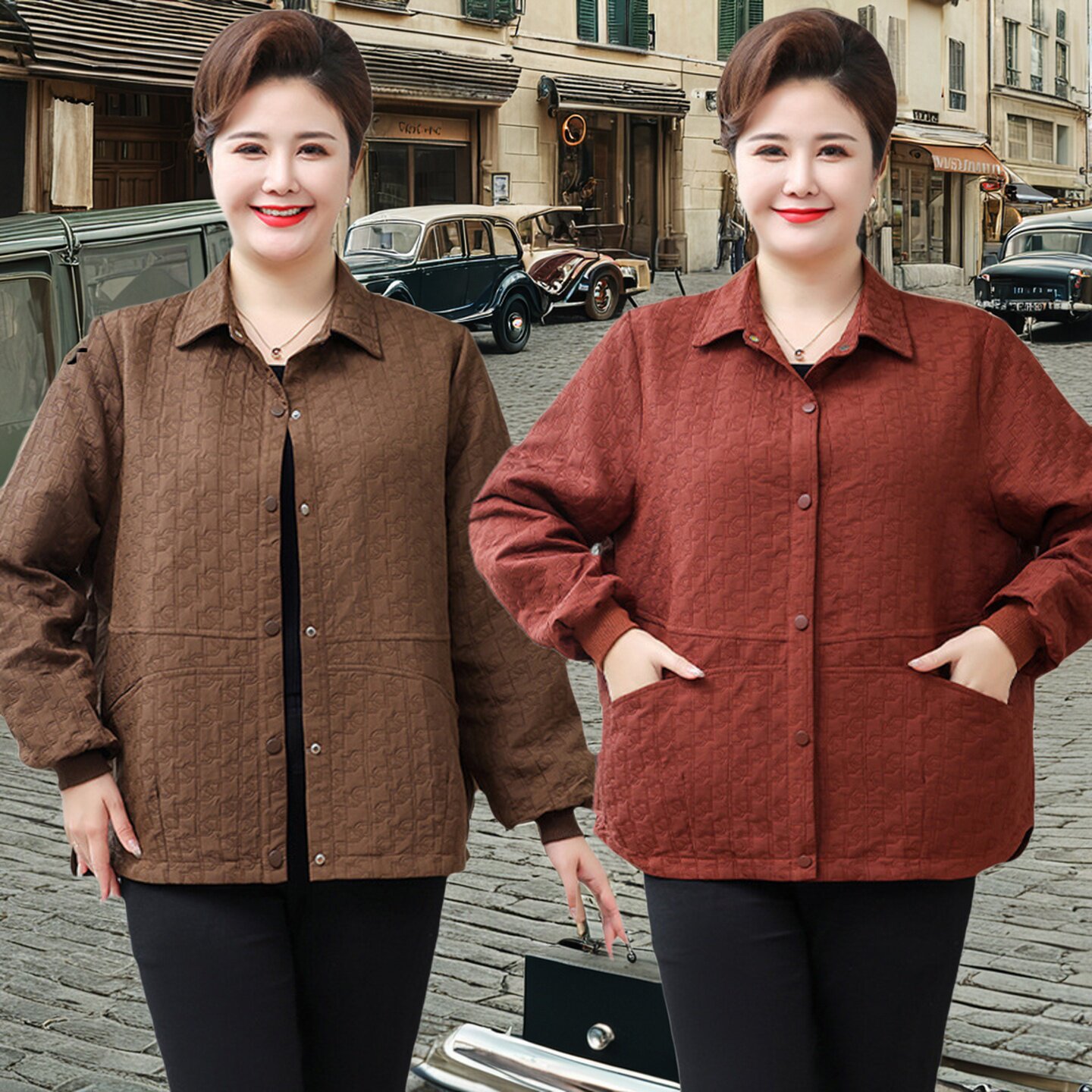 中老年女装秋季新款上衣胖妈妈外套加肥加大码时尚宽松奶奶装夹克