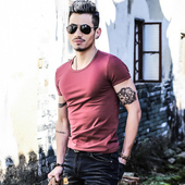 t恤男潮流贴身圆领纯色夏季 纯棉紧身男装 体恤修身 香港短袖 短袖 男