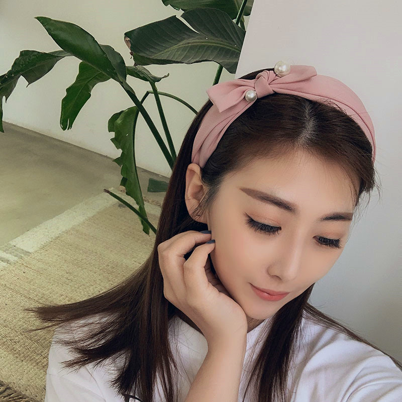 甜美网红蝴蝶结珍珠百搭外出发箍