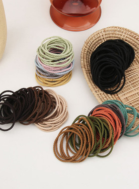 50根高弹力糖果色扎发皮筋韩国简约百搭发绳马尾扎发不勒发圈发饰