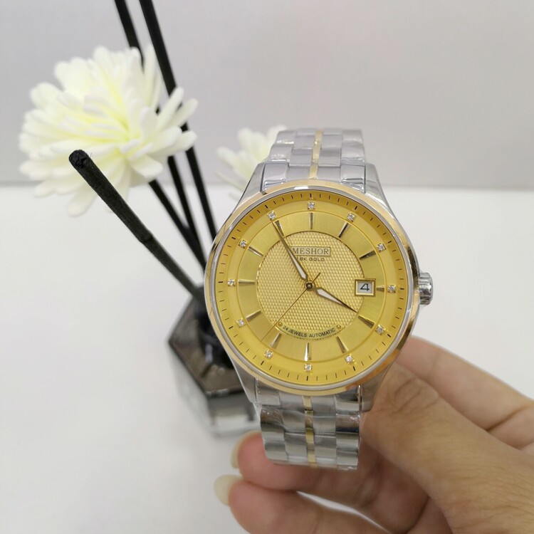 名梭2002超薄全自动机械表男18K金表24钻机芯高档商务防水精钢表