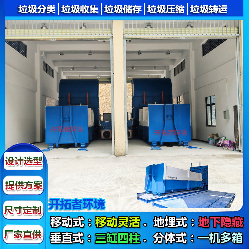 新开发区垃圾中转站 分体式垃圾压缩机 带压缩功能垃圾集装箱图片