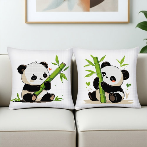 熊猫十字绣2025新款抱枕自己绣