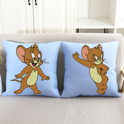 新款鼠宝宝卡通风汽车十字绣抱枕