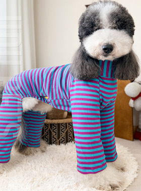大型犬宠物四脚加长薄绒狗狗条纹连体衣保暖家居服可外穿宠物服装