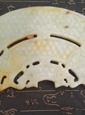 纯天然大玉璧玉璜岫玉神兽祥云古典家饰摆件包邮17037