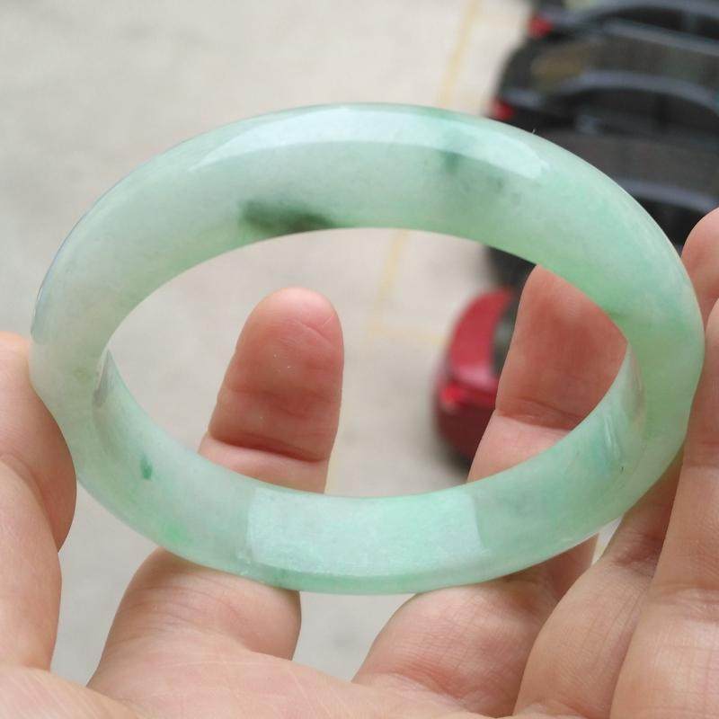 正品缅甸翡翠手镯玉镯子冰糯种飘蓝花翡翠手镯天然玉石 13 59