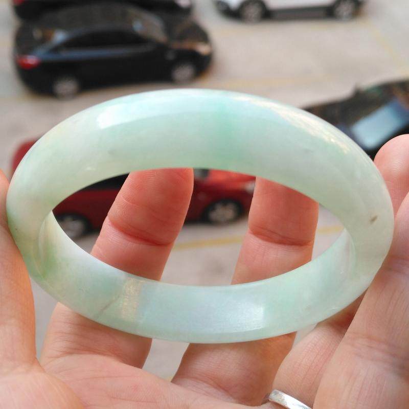 正品缅甸翡翠手镯玉镯子冰糯种飘蓝花翡翠手镯天然玉石 44 58