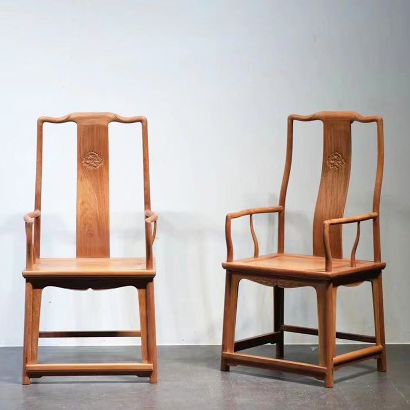 缅甸花梨螭龙纹高靠背南官帽椅办公椅主人椅红木椅子刺猬紫檀中式