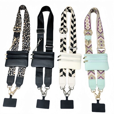 Clip-on Crossbody Phone Strap with Wallet  detachable
