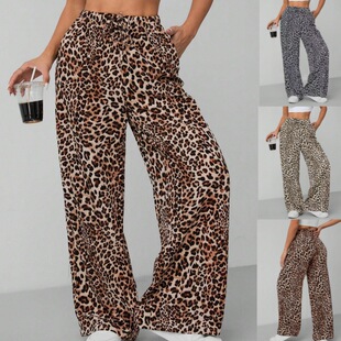 Fashion Leopard Versatile Pants Leg Print Wide