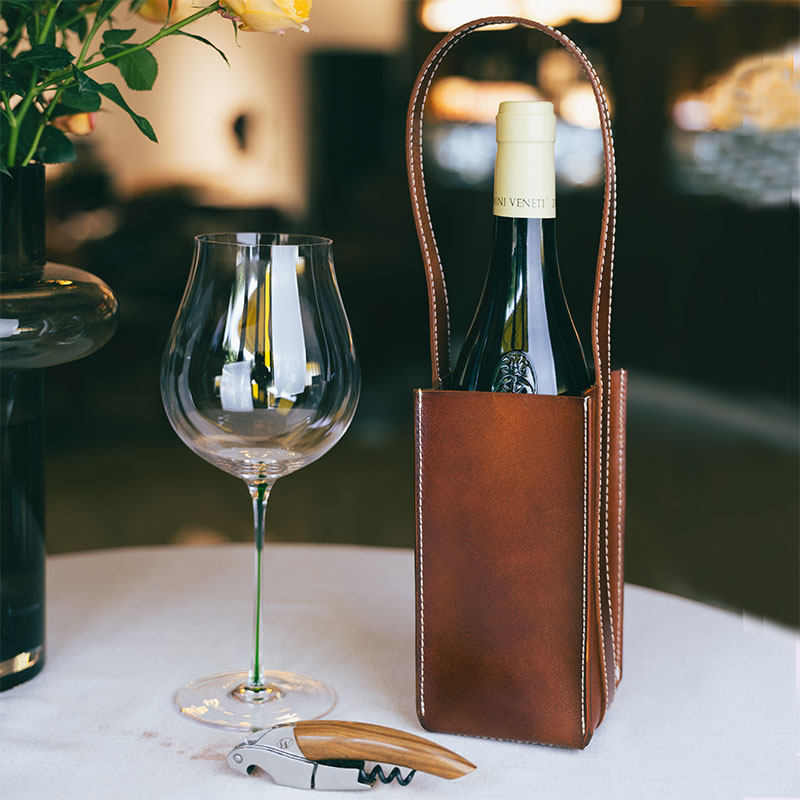 真皮红酒袋高档手工葡萄酒礼袋可印LOGO意大利真皮复古红酒礼品袋