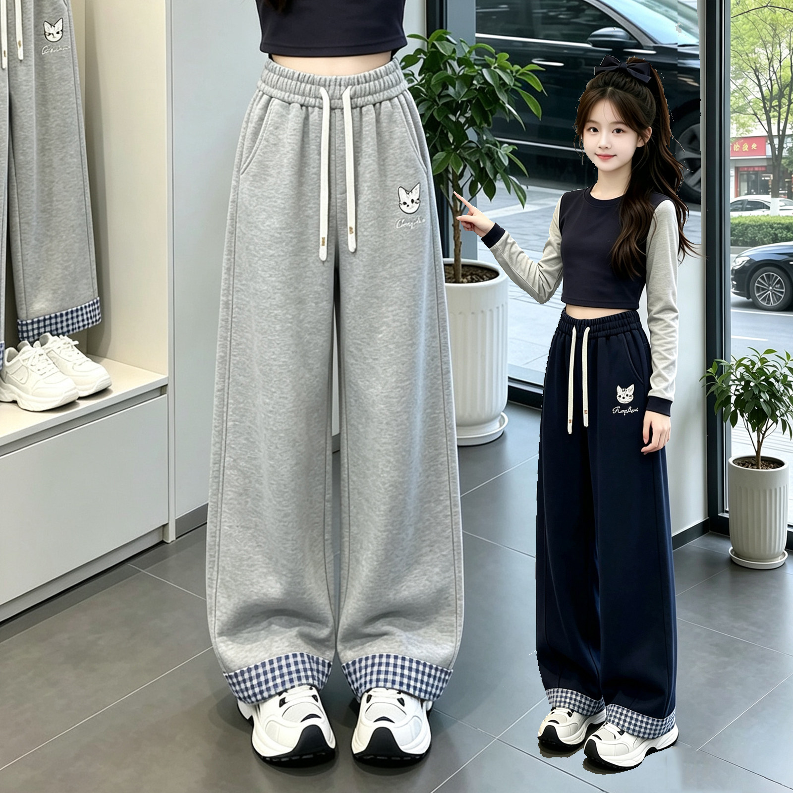 女童裤子春秋2026新款儿童超好看运动休闲裤大童女孩秋季直筒卫裤