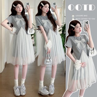 女童连衣裙2026新款洋气夏天女中大童公主裙儿童女孩夏装网纱裙子