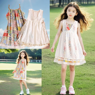女童吊带背心裙两件套夏装女大童儿童裙子小女孩公主裙夏季连衣裙