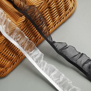 宽 3cm 弹力褶皱木耳边 蕾丝花边辅料 手工芭比娃娃裙边领口袖口