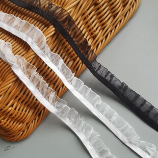 宽 2cm 弹力褶皱木耳边 蕾丝花边辅料 手工芭比娃娃裙边领口袖口