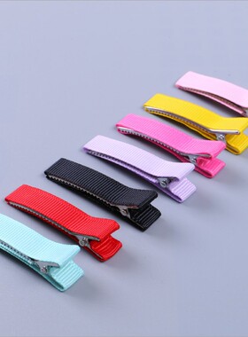 50个包邮儿童鸭嘴夹全包发夹双叉包布夹子BB夹蝴蝶结手工包罗纹带