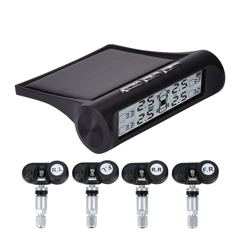 胎压监测器内置太阳能外置汽车气压检测器无线通用自动报警2位数