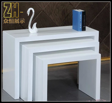 流水台鞋子包包展示中岛桌烤漆展示台u型柜台服装高低流水台定做