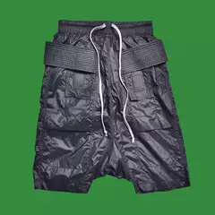 Ro Style High Street Ultra-Thin Nylon Double-Ring Five-Point Shorts Loose Harem Crotchless Shorts for Young Men Dark Style Cross-Dressing