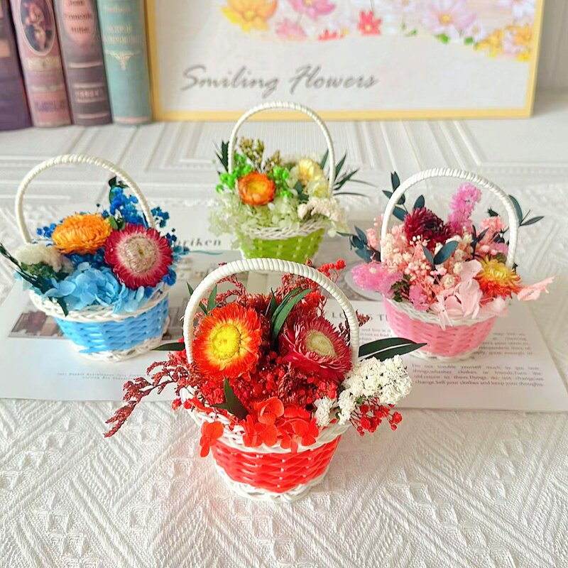 永生花干花diy材料包手工手提小花篮插花干花劳动节礼物团建活动图片
