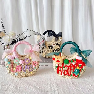 棉线DIY包母亲节女神节沙滩手提草编包材料包团建沙龙活动手工包