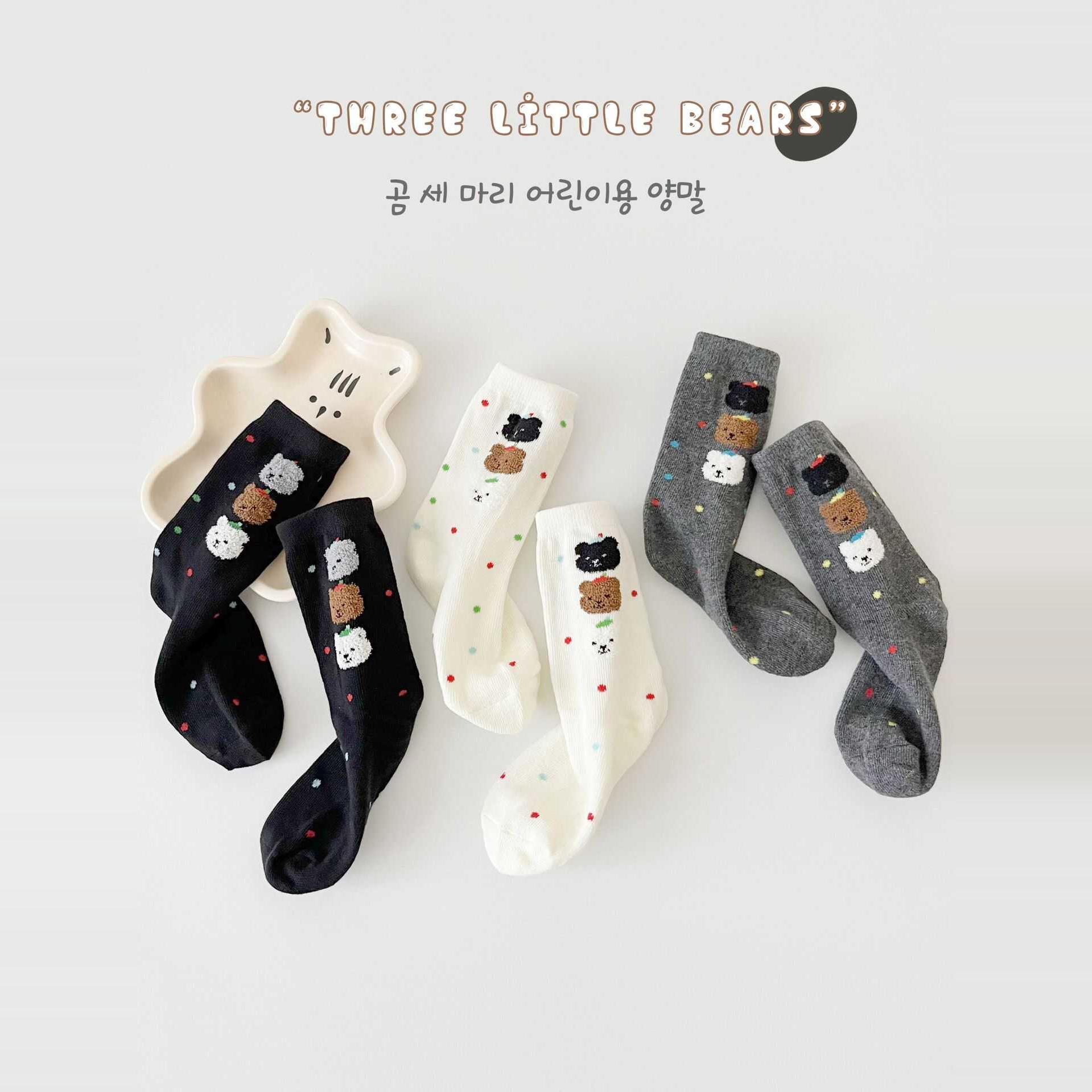 可爱小熊男女童中筒袜ins春秋冬