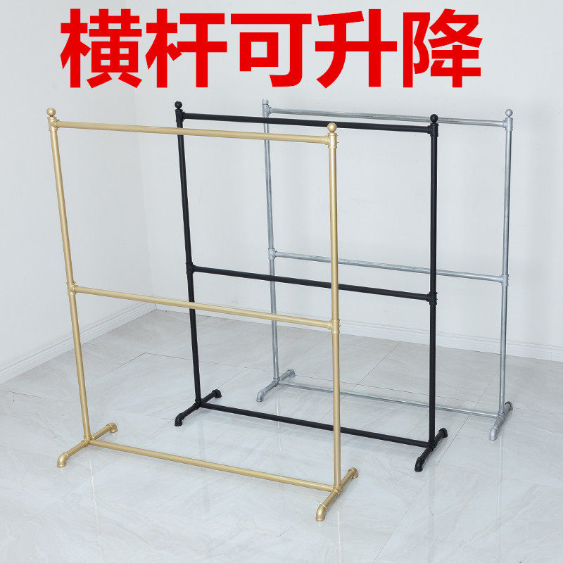 服装架双层落地童女装货架晾晒挂衣架专用单杆中岛升降龙门水管架