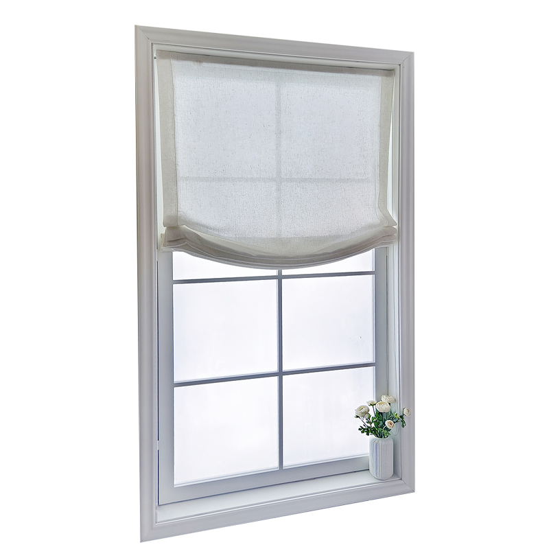 亚麻纱帷幔式简约素色加厚亚麻透光不透人客厅卧室阳台升降罗马帘