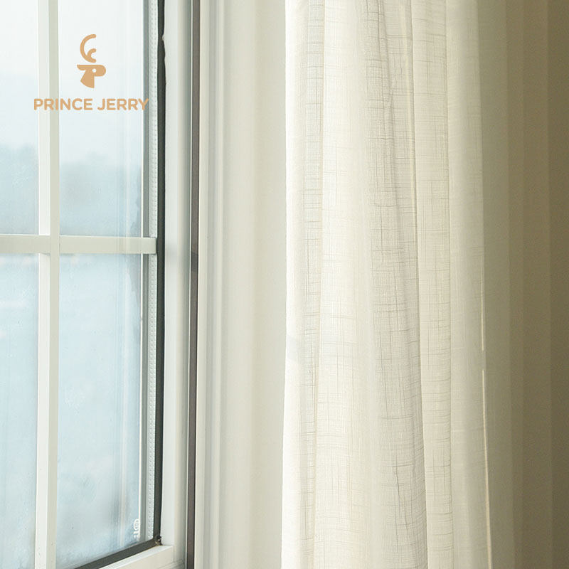 北欧简约纯色棉麻遮光窗帘定制客厅卧室飘窗阳台白色新款纱帘白纱
