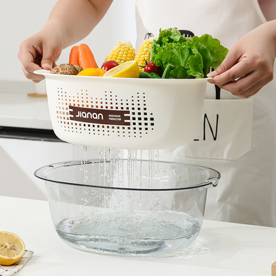 健安双层沥水篮水果盘沥水筐
