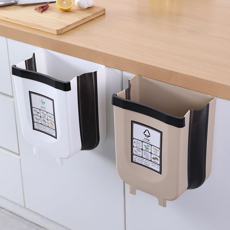 厨房可折叠垃圾桶家用车载悬挂