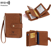 跨境新款 RFID护照包多隔层拉链搭扣护照钱包多功能旅行收纳证件包