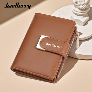 新款女士短款钱包baellerry跨境小众拉链两折零钱包时尚ins卡包