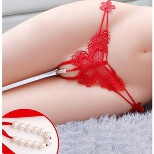 珍珠内裤带珠子的丁字裤钉子内裤女大颗粒项链内裤2022新款性感